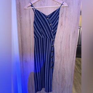 🔚 Derek Heart Navy Striped Maxi Dress
